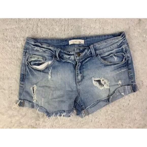 2.1 Denim Size 29 Womens Shorts Stretch Light Wash Low Rise Cut Off Dist… - Picture 1 of 3